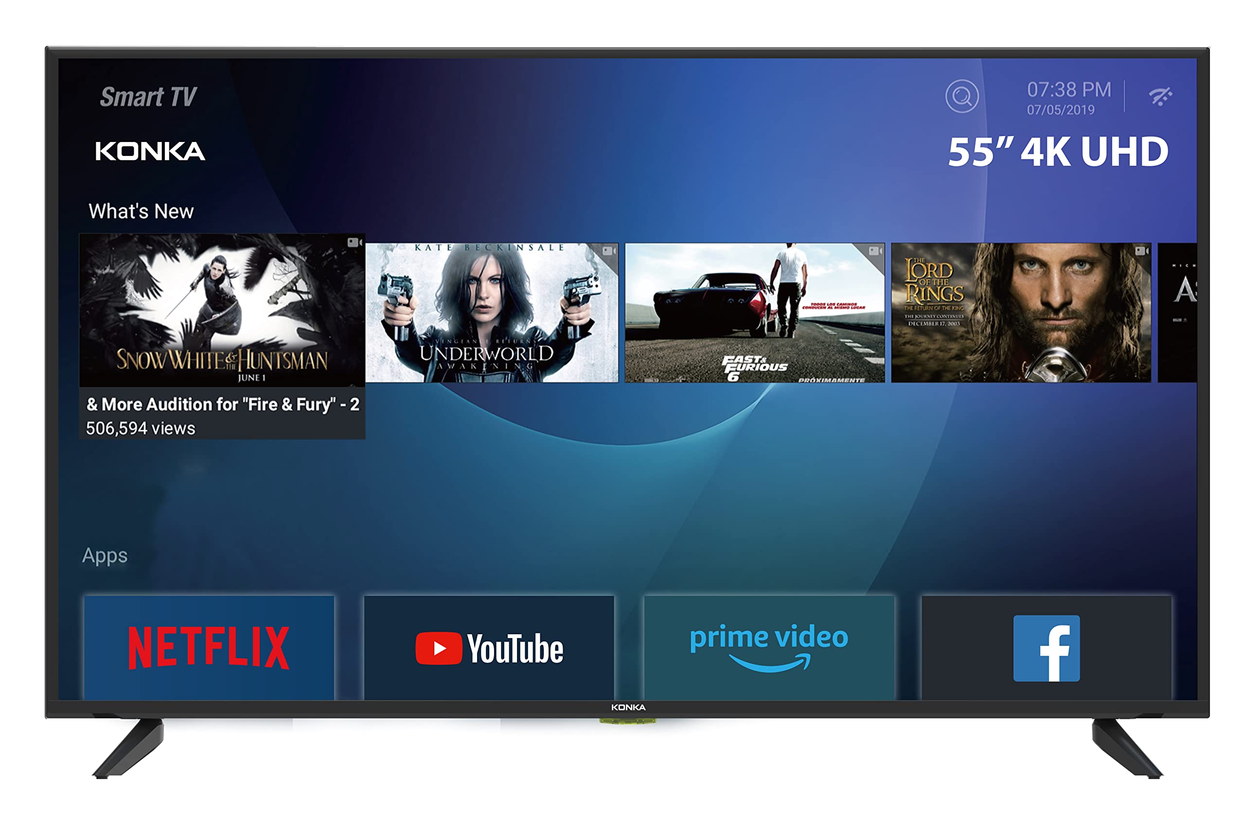 Konka 4K Led Smart Tv Uhd 55 Inch Quad Core, Hdr10, Mediacast